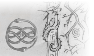 Oroborus in High Priestess Drawing Bottom Right