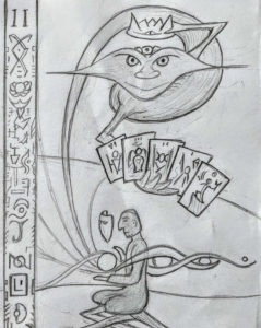 Divso in High Priestess Drawing with Tarot Cards