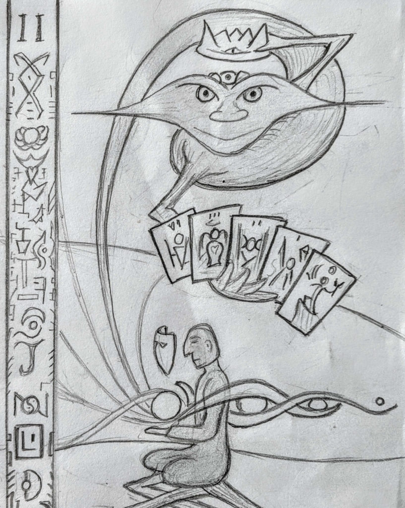 Divso in High Priestess Drawing with Tarot Cards